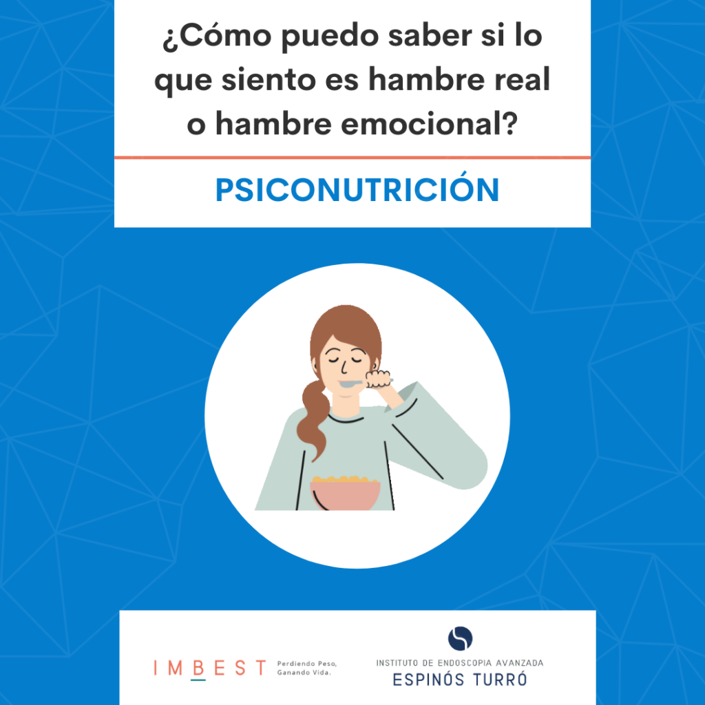 Tipos de hambre por la psicolga Dina Agria de la Unidad de psiconutricidad IMBEST Instituto de Endoscopia Avanzada Espinós Turró en centro Médico Teknon Barcelona 1